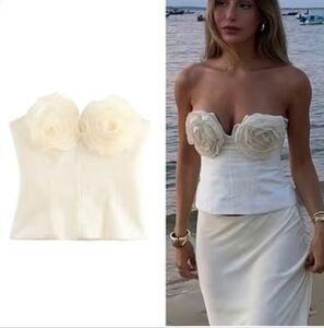 Zara Floral Strapless Top Size XS S M